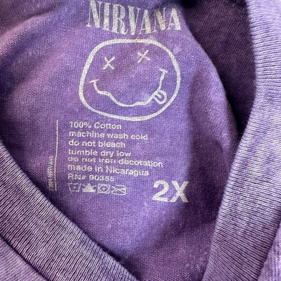 NWOT Unisex NIRVANA Purple Acid Wash Short Sleeve Tee Shirt 1993 In Utero - 2XL - Picture 3 of 4